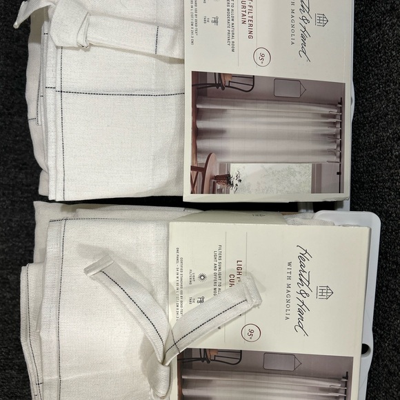 BNWT Pair (2) Hearth & Hand by Magnolia windowpane curtain panels - Picture 4 of 4
